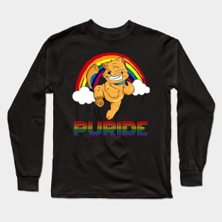 Puride Funny Cat Gay Pride Shirt for LGBTQ Community Long Sleeve T-Shirt